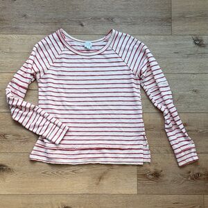 Striped Long Sleeve Tee in Red and White